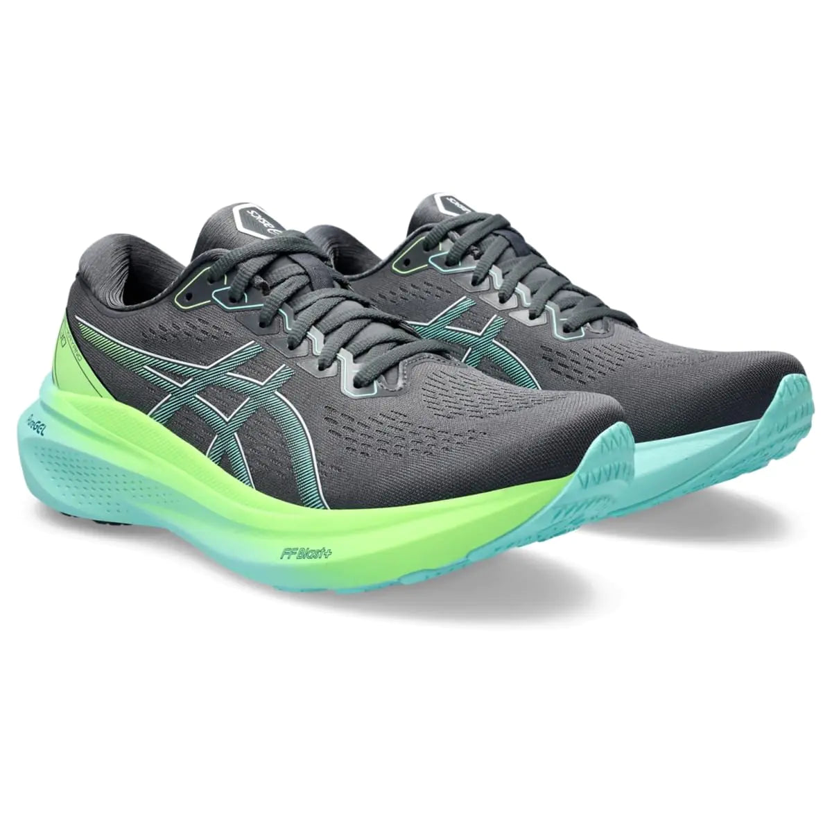 Zapatillas de running ASICS Gel-Kayano 30 para hombre, talla 11.5, gris portador/menta iluminada