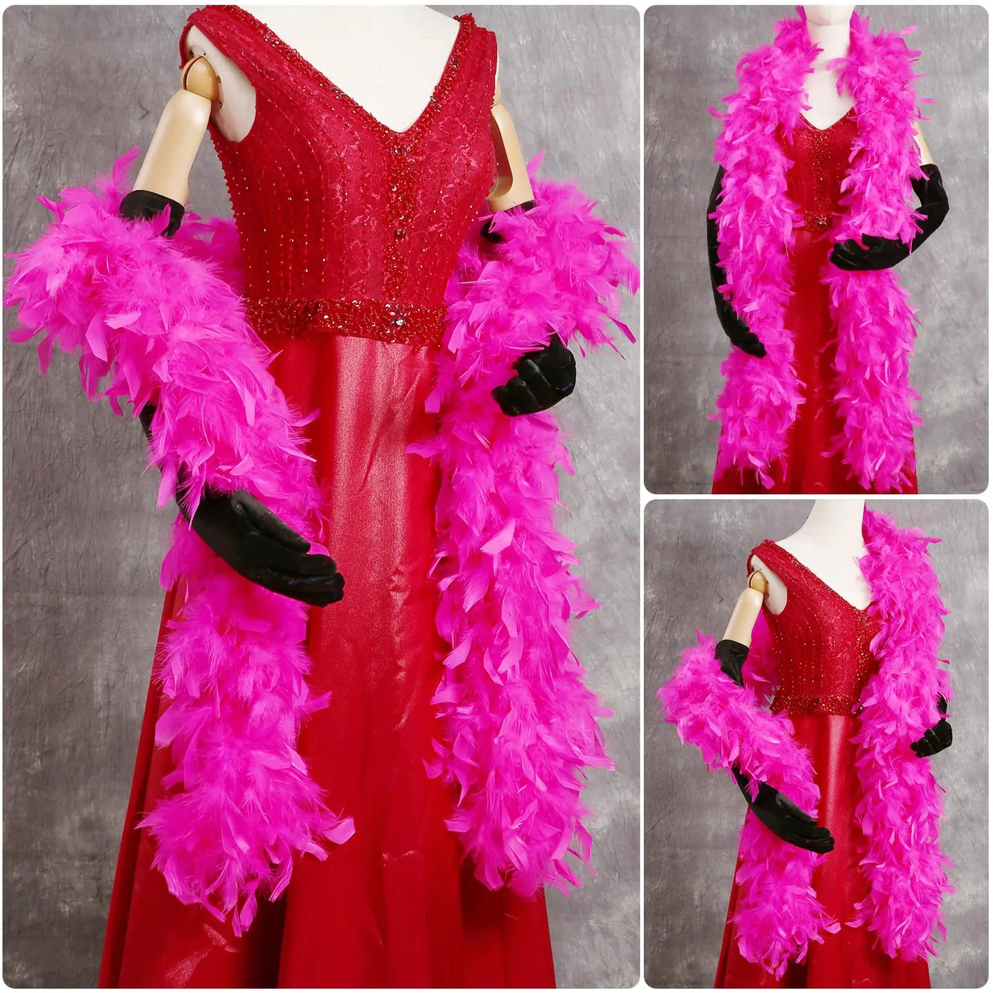 THARAHT 19 Color- 40/60/100g 2Yard Chandelle Feather Boa Dancing Wedding Party Halloween Costume Decoration Feathers boa 40g Hot Pink