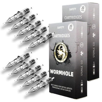 Wormhole Tattoo Cartridge Needles 50pcs Assorted Tattoo Needle Cartridges Round Liner Mixed 3RL 5RL 7RL 9RL 11RL (50pcs #12 Standard RL)