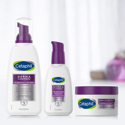 CETAPHIL DERMACONTROL oljeabsorberende fuktighetskrem med SPF 30, for sensitiv, fet hud, 4 fl oz, absorberer olje, reduserer glans, fukter, beskytter, uten tilsatt duft uparfymert 4 Fl Oz (pakke med 1)