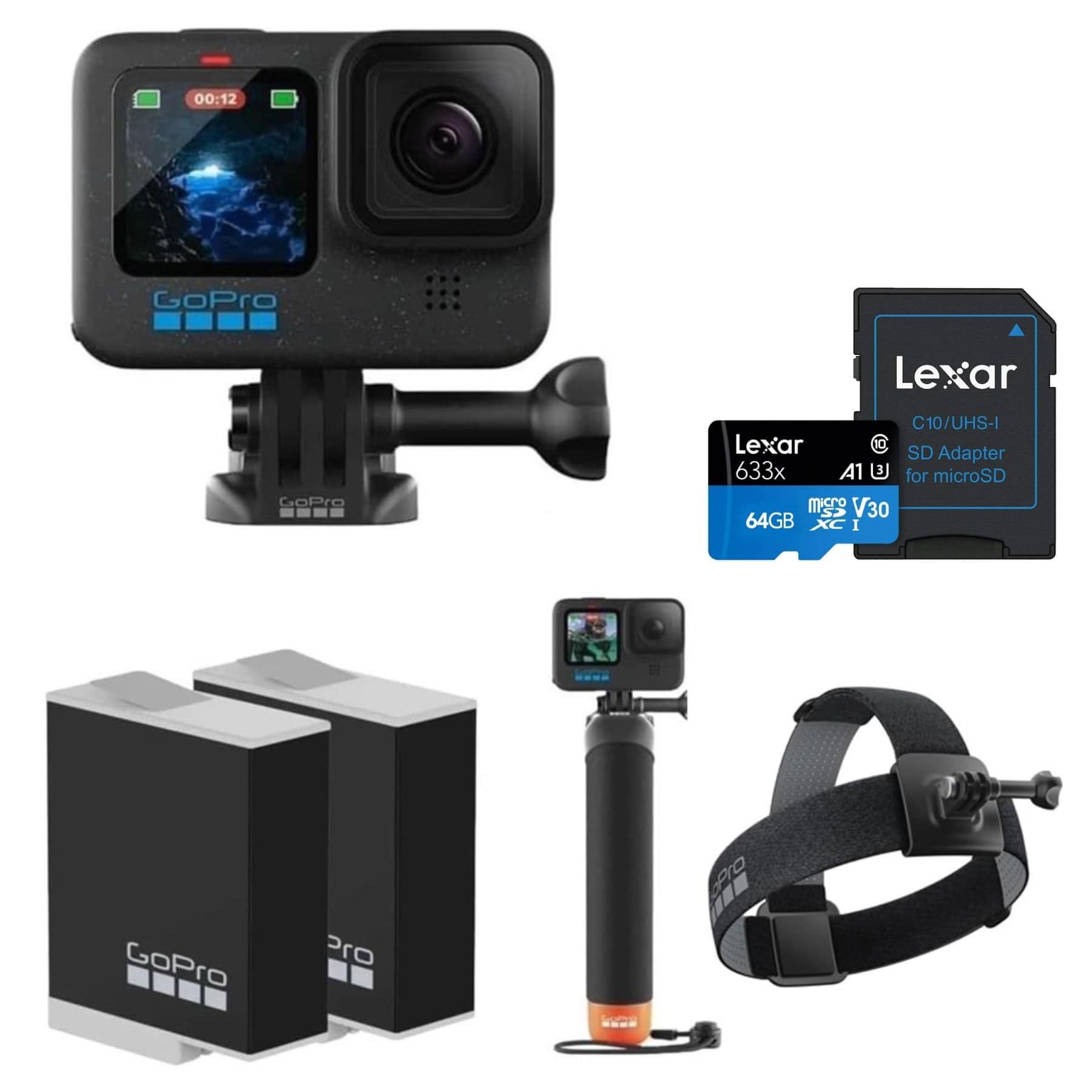 GoPro HERO12 Black Extreme Bundle mit zwei Akkus und Halterungen | GoPro Extremsportkamera