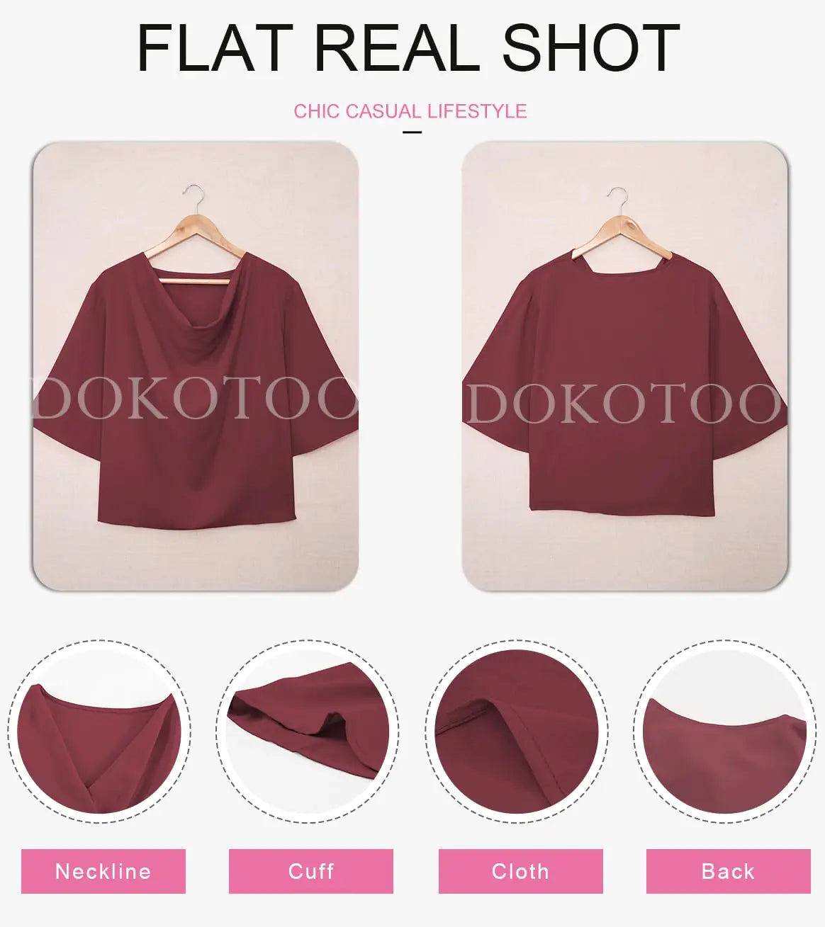 Blusas y tops Dokotoo para mujer, camisas y tops de gasa de manga corta, talla mediana 9 a roja