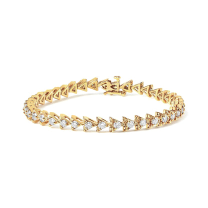 10K Yellow Gold Plated .925 Sterling Silver 3.0 Cttw Diamond Triangle Link Tennis Bracelet (I-J Color, SI2-I1 Clarity) - Size 7.25" Inches