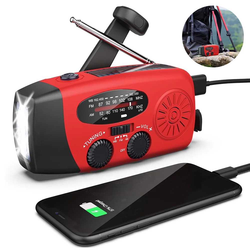 US | Crank & Solar Emergency Radio 1000mAh Power Bank