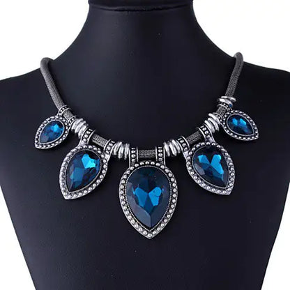 BeYOUtiful Crystal And Antique Silver Style Statement Necklace