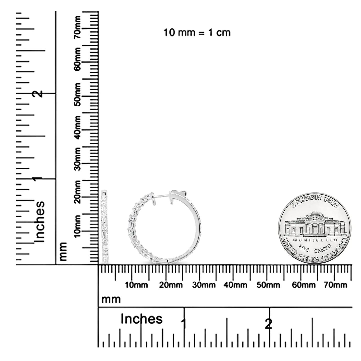 14K hvitt gull 1 3/4 Cttw runde og baguette diamantring øredobber - (HI Color, SI2-I1 Clarity)