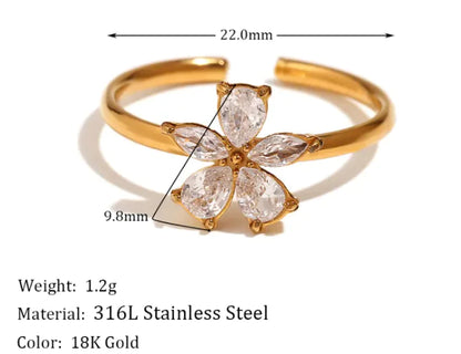 Zircon Flower Petal Ring