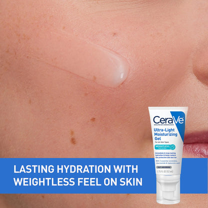 CeraVe Ultra-Light Moisturizing Gel | Hydrating Gel Face Moisturizer med ceramider, niacinamid, hyaluronsyre | Duftfri | Oljefri | Vektløs Mattifying Moisturizer | 1,75 FL Oz 