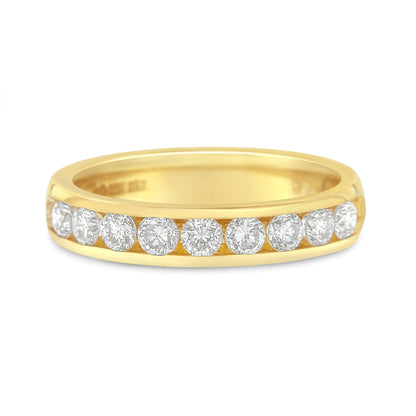 Anillo de bodas de oro amarillo de 18 quilates con diamantes (1 ct, color HI, claridad SI2-I1)