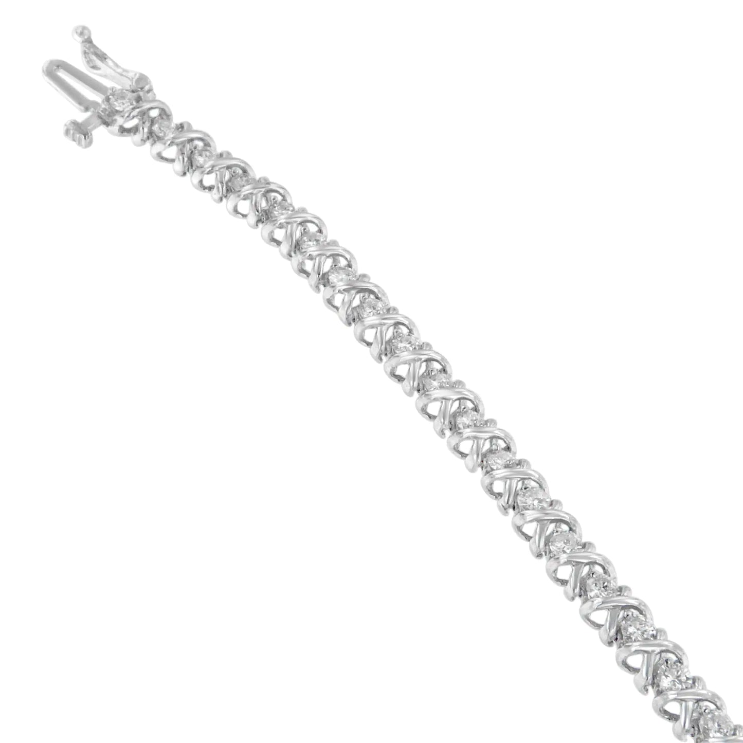 Pulsera de oro blanco de 18 quilates con diamantes de talla redonda envueltos en amor (2,00 cts, color HI, claridad I1-I2)