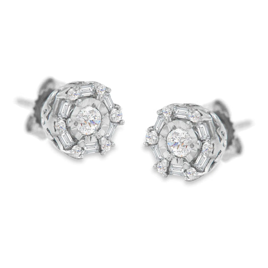 Aretes de diamantes en oro blanco de 10 quilates (1/2 ct, color IJ, claridad I3)