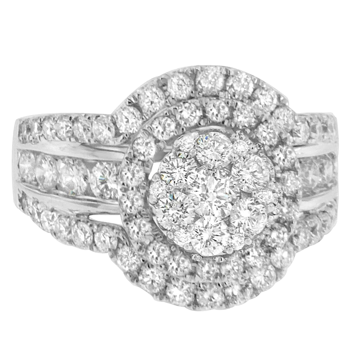 14 k hvitt gull 2 ​​karat TDW diamantforlovelsesring (HI,SI2-I1)