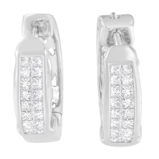 14K White Gold Princess Cut Diamond Earrings (0.57 cttw, H-I Color, SI1-SI2 Clarity)