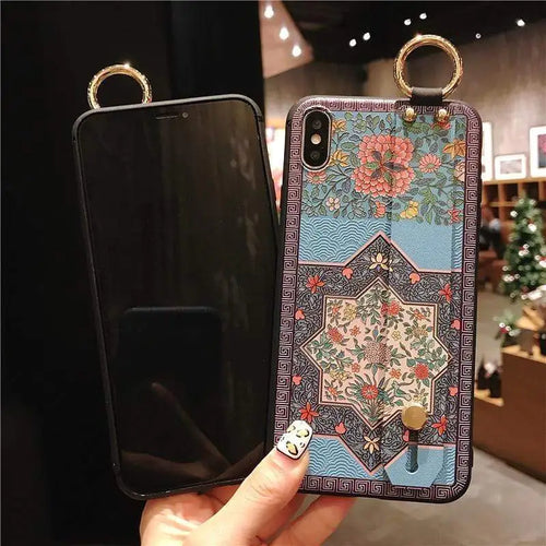 Funda para iPhone con flores azules