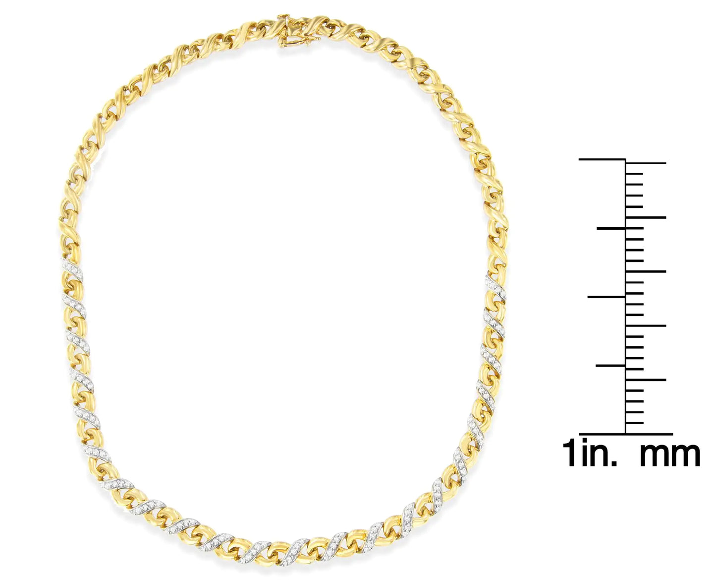 Collar con colgante Riviera de diamantes de 1 ct en oro amarillo de 10 quilates (JK, I2-I3)