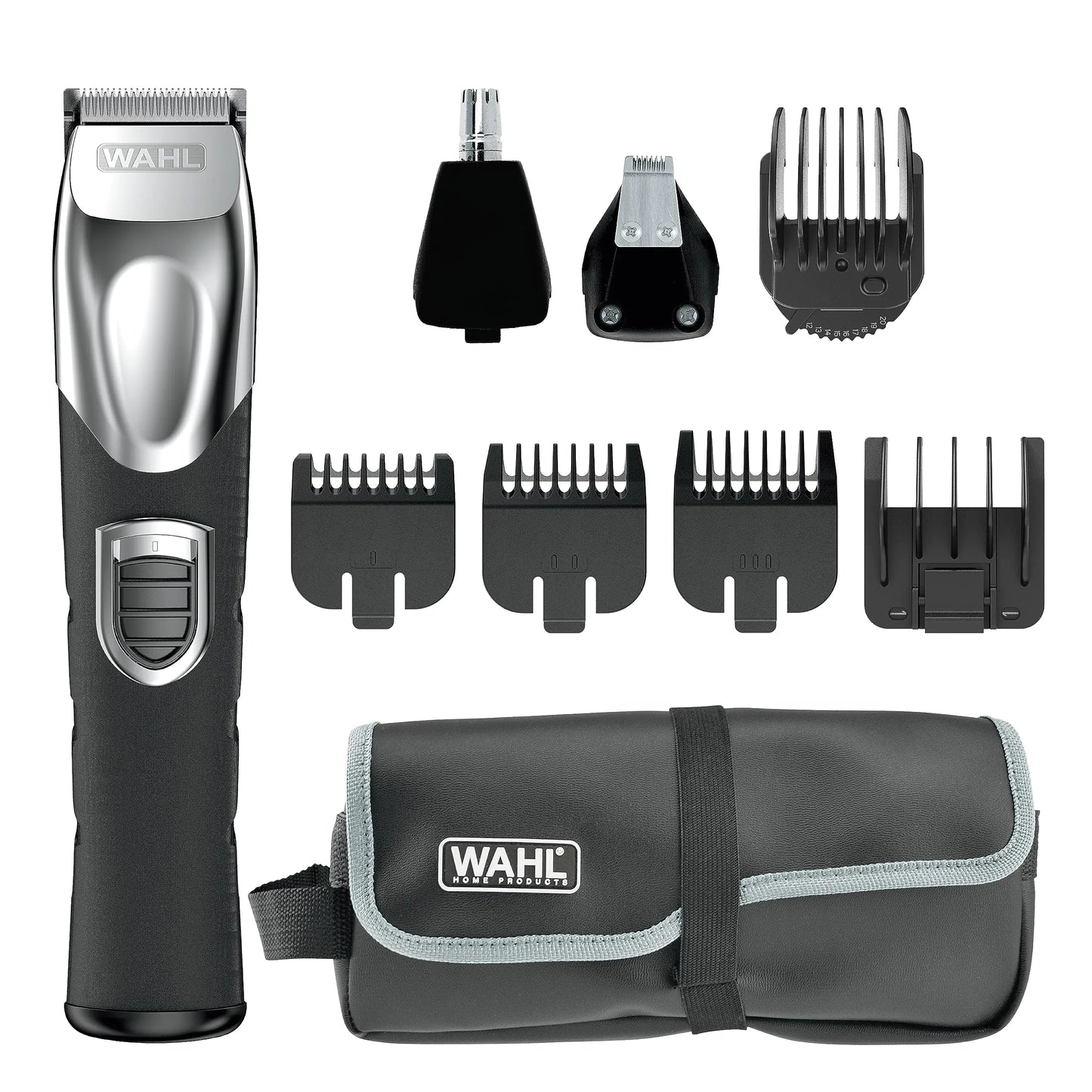 Wahl USA Rechargeable Lithium Ion All in One Beard Trimmer for Men with Detail and Ear & Nose Hair Trimmer Attachment – Model 9854-600B