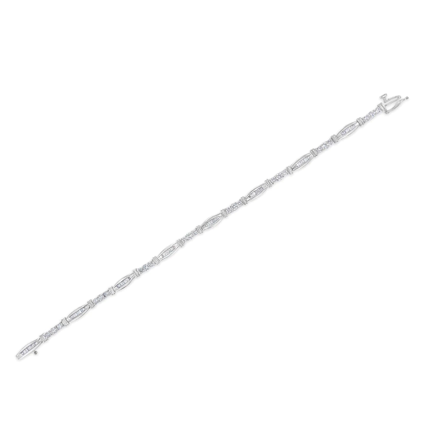 14k White Gold Geometric Pattern Diamond Tennis Bracelet (3 cttw, H-I Color, SI2-I1 Clarity)