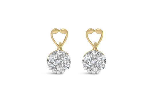 Aretes de oro amarillo de 14 quilates con diamantes redondos de talla TDW de 1 ct (IJ, SI2-I1)