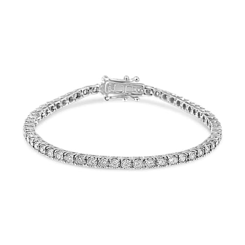 14K hvitt gull 2.0 Cttw Mirakelsett Rundkuttet Lab Grown Diamond Illusion 7" tennisarmbånd (FG Color, VS2-SI1 Clarity)