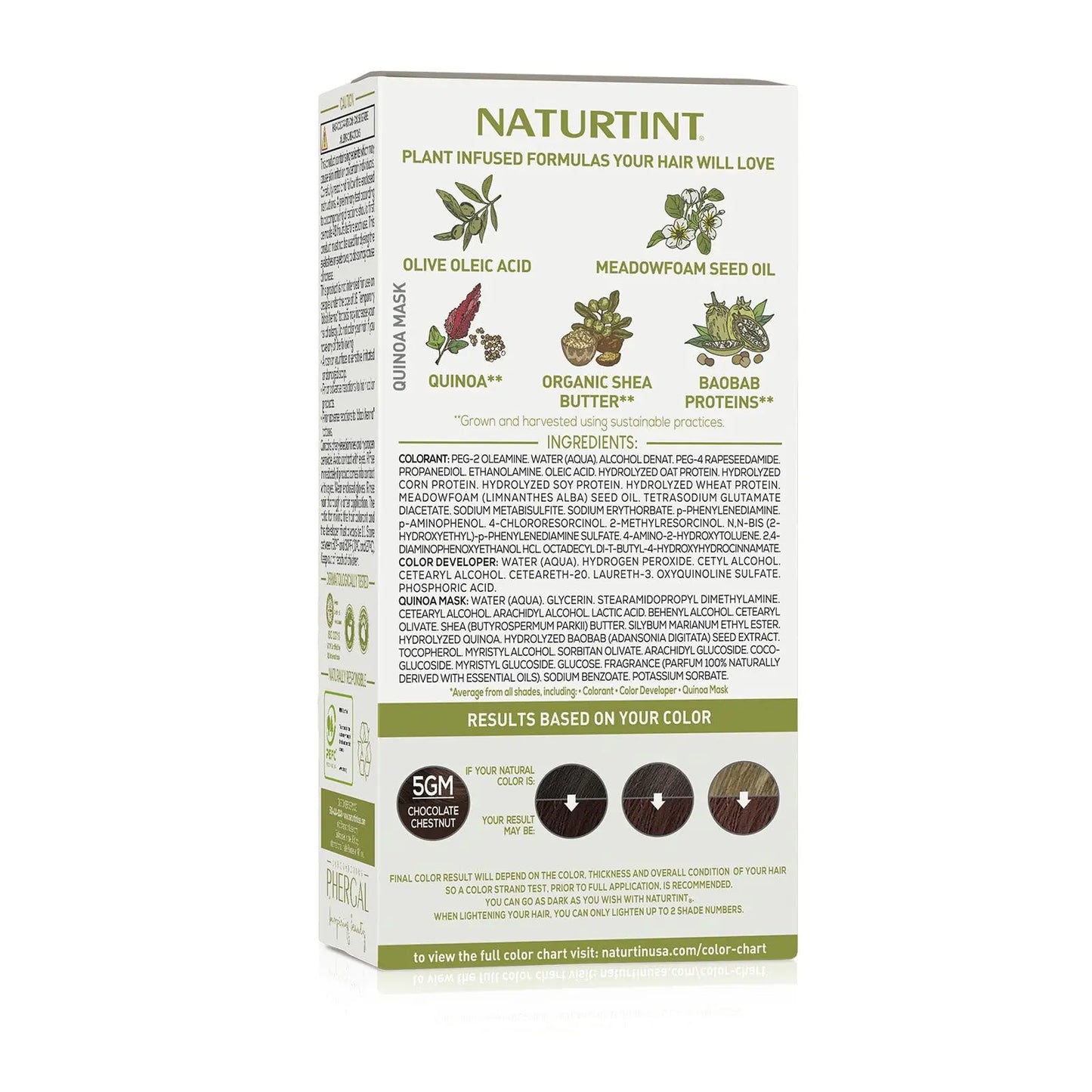 Naturtint 永久染发剂 5GM 巧克力栗色（1 包），不含氨，纯素，无动物实验，白发覆盖率高达 100%，效果持久