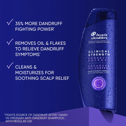 Head & Shoulders Clinical Dandruff Shampoo Twin Pack, Advanced Oil & Flake Control, Selenium Sulfide for Seborrheic Dermatitis Relief, Prescription Strength Scalp Care, Refreshing Citrus, 13.5 Oz Each Advanced Oil Control – Refreshing Citrus