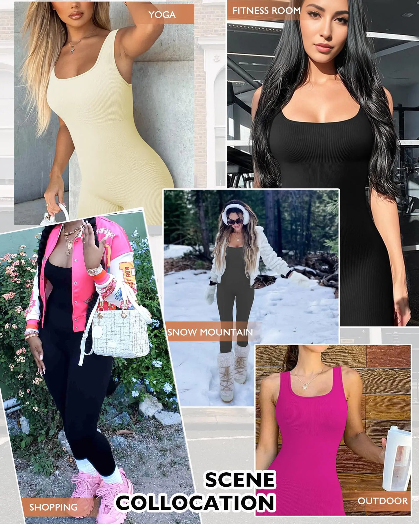 AURUZA Jumpsuit for Women Workout Seamless Jumpsuits Yoga Ribbed One Piece Tank Tops Rompers Sleeveless Exercise Jumpsuits Pink Small