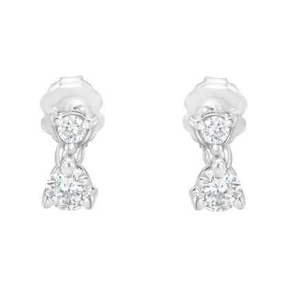 Pendientes colgantes de oro blanco de 14 quilates con dos diamantes de 1/2 ct (HI, I1-I2)