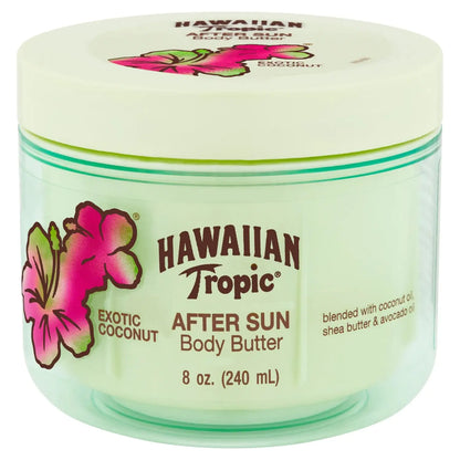 Hawaiian Tropic After Sun Body Butter med kokosnøttolje, 8 oz &amp; Banana Boat Sport Ultra SPF 50 Lip Sunscreen Twin Pack | After Sun Lotion &amp; Lip Balm Bundle 8 Fl Oz (pakke med 1) After Sun+ Lip Balm, SPF 50