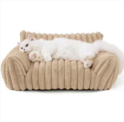 Bedsure Cute Cat Sofa - Soft Corduroy Fleece Pet Bed