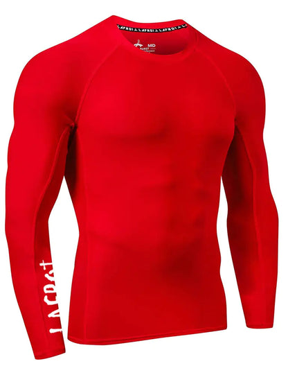 LAFROI Langermet menn UPF 50+ Baselayer Skins Performance Fit Compression Rash Guard-CLYYB XX-Large Asym Red