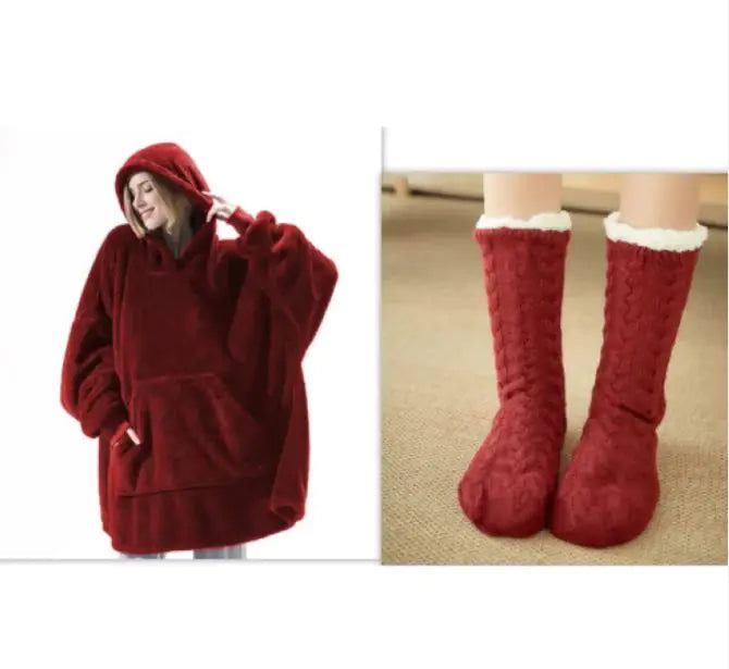 Comfortable Loose Double-Sided Fleece Thicker Wearable Blanket