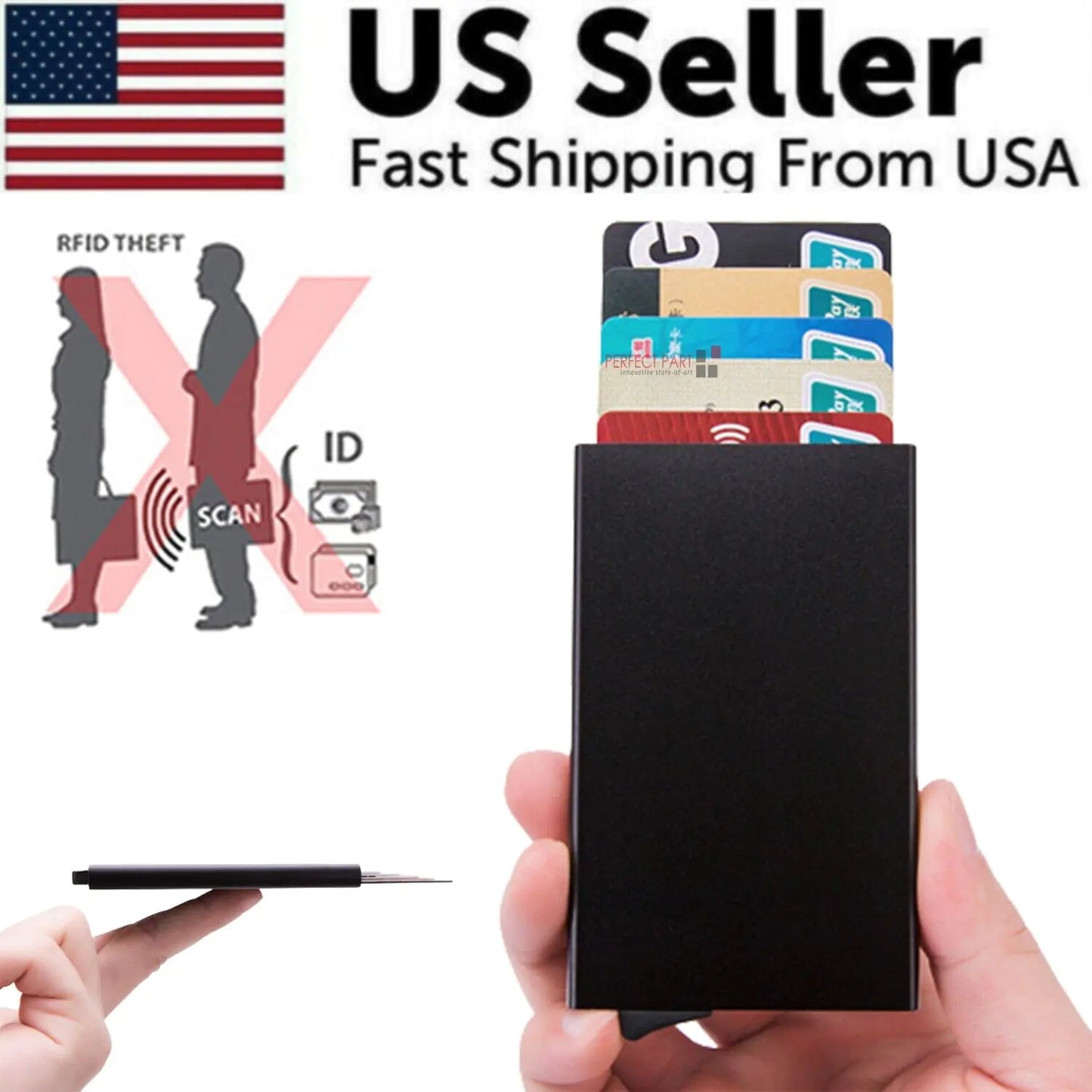 Mens RFID Blocking Slim Money Clip Carbon Fiber Wallet ID Credit Card Holder New