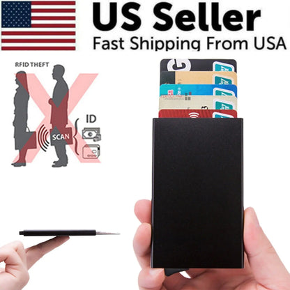 Herre RFID Blocking Slim Money Clip Carbon Fiber Lommebok ID Kredittkortholder Ny