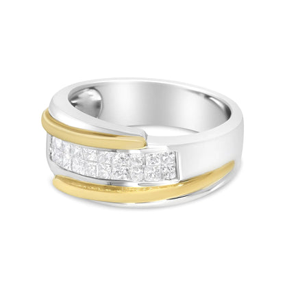 14K gult og hvitt gull 1,00 Cttw Princess-Cut Diamond Modern Gent's Band (HI Color, SI2-I1 Clarity) - størrelse 10