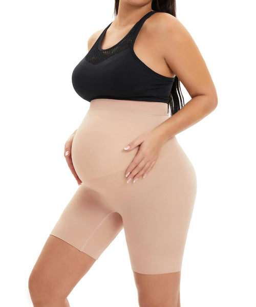 Faja premamá sin costuras, previene rozaduras en los muslos y sujeta el abdomen. Tallas S-5XL (color piel, talla 5XL)