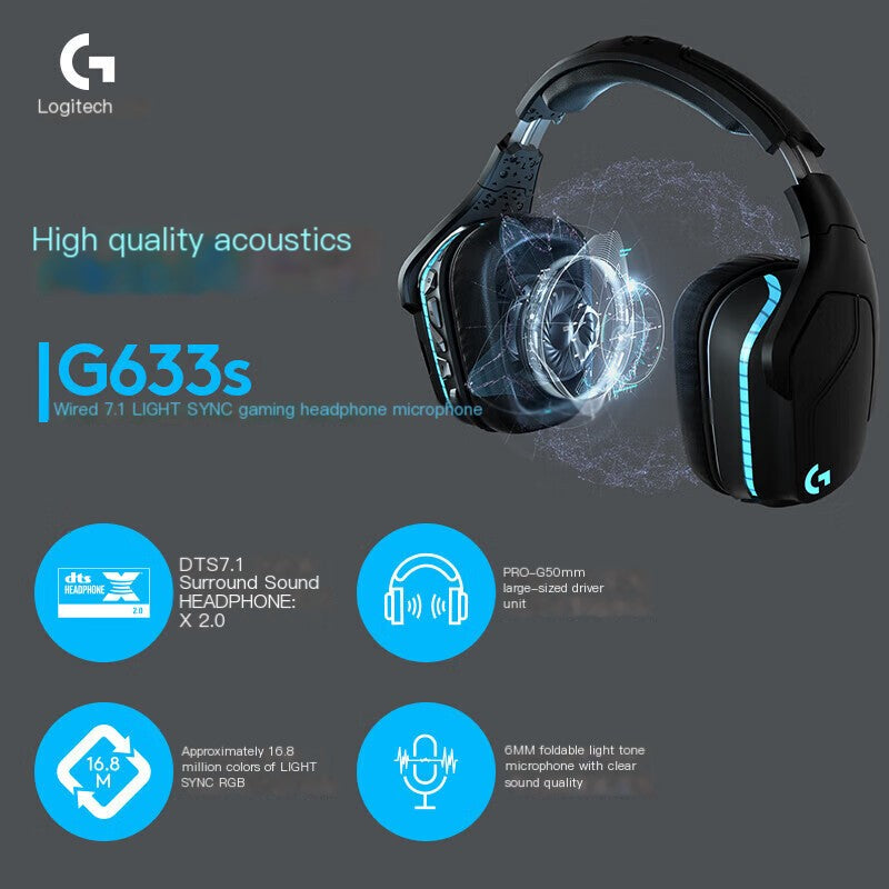 Logitech G633s Surround Sound Gaming Headset - Gamingheadset med surround sound