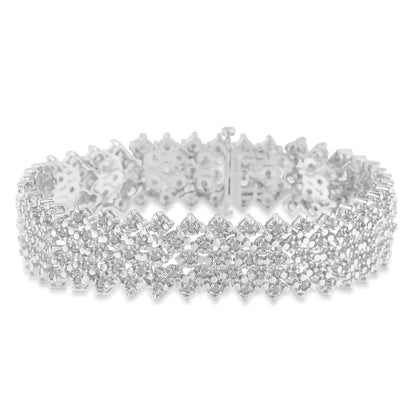 Pulsera de tenis de varias hileras de diamantes de 3,0 ct en plata de ley 925 (claridad IJ, color I3) - Talla 7"