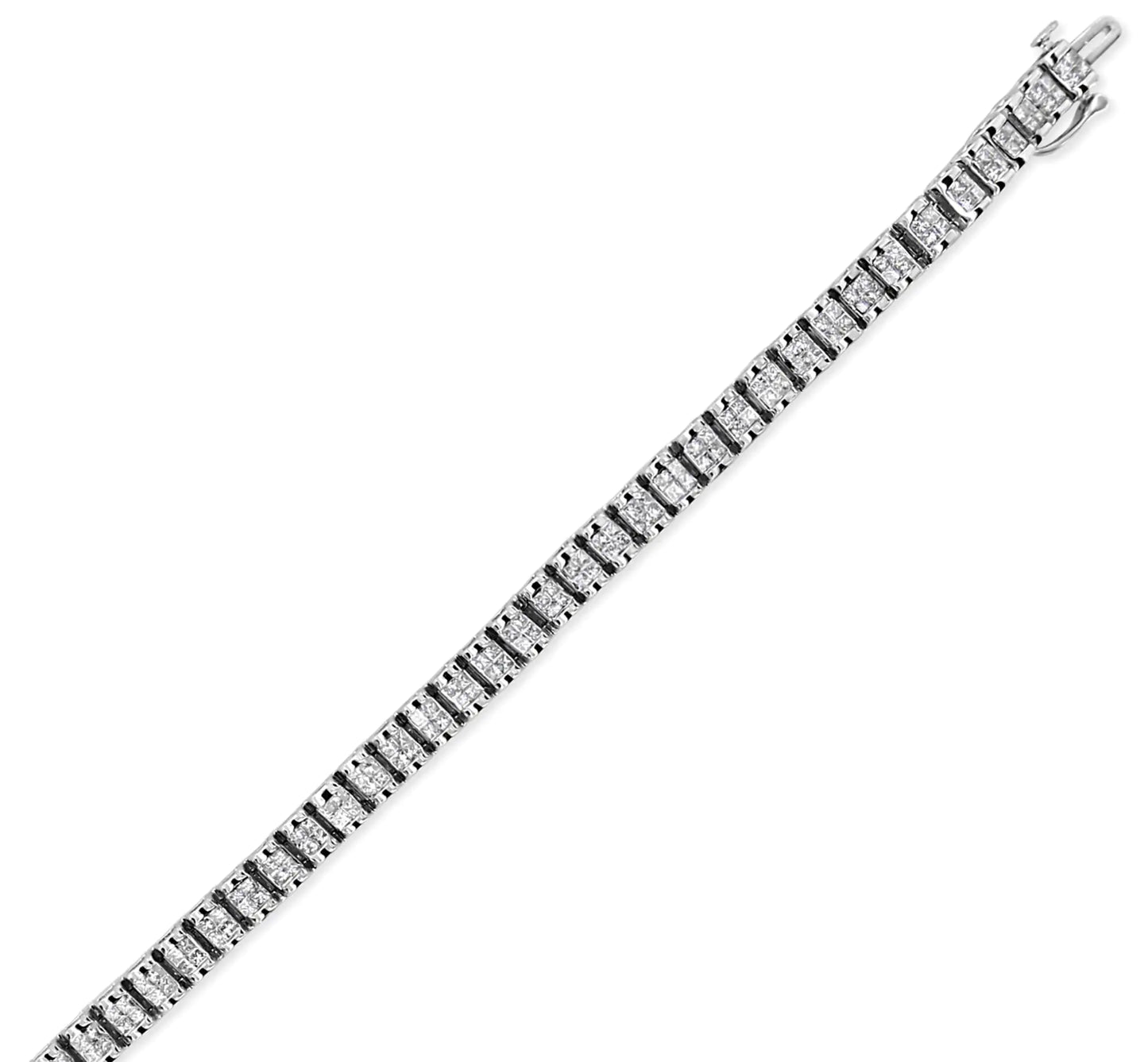 14K hvitt gull 3,00 Cttw Princess Diamond Composite Link tennisarmbånd (IJ-farge, I1-I2 Clarity) - 7,25"