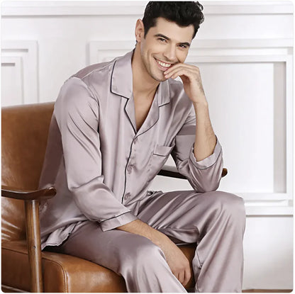 Silk Long-Sleeve Pajama Set for Spring & Summer