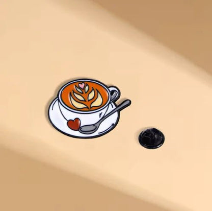 Cat & Coffee Enamel Pin Set - Catch Cards
