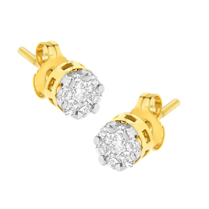 Aretes de oro amarillo de 14 quilates con diamantes de talla redonda de 1/2 ct (HI, SI2-I1)