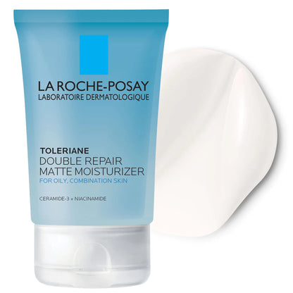 La Roche-Posay Toleriane Double Repair matt daglig ansiktsfuktighetskrem, for fet hud med ceramid og niacinamid for alle hudtoner, oljefri, ikke-komedogenisk 2,54 Fl Oz (pakke med 1)