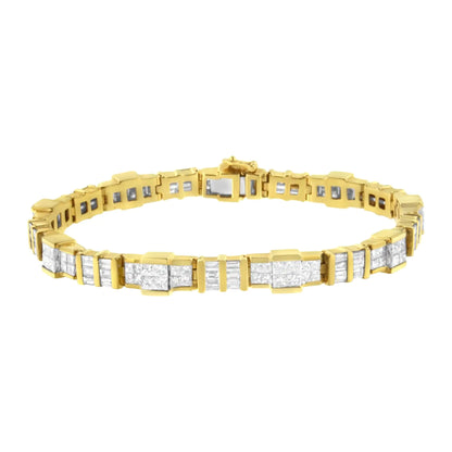 14K gult gull baguette og prinsessekuttet diamantarmbånd (8,30 cttw, HI Color, SI1-SI2 Clarity)