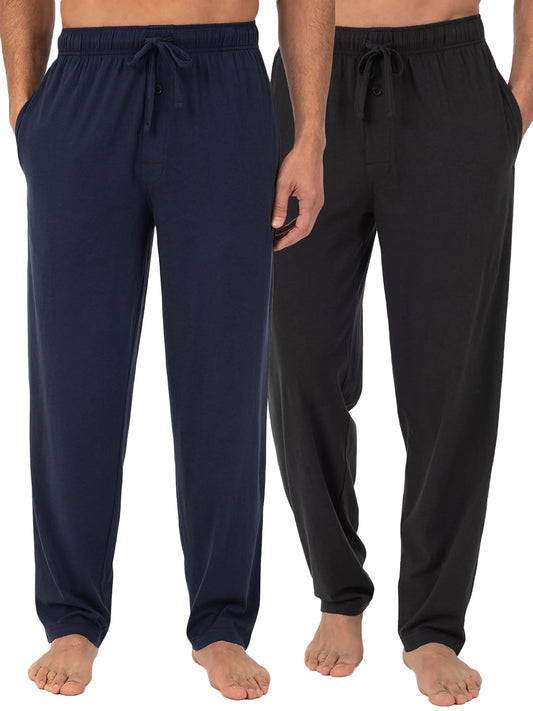 Fruit of the Loom menns utvidede størrelser Jersey Knit Sleep Pyjamas Loungebukse (1 og 2 pakker) 5X svart/marine (2-pakning)