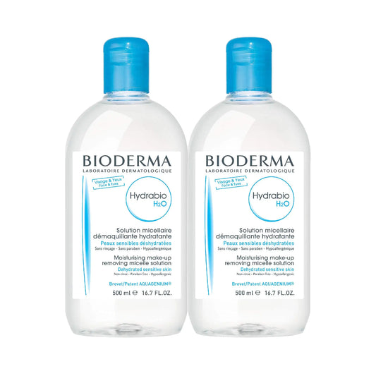 Bioderma - Hydrabio H2O Micellar Water - Ansiktsrens og makeupfjerner - Micellar rensevann for dehydrert sensitiv hud 33,4 Fl Oz (pakke med 1)