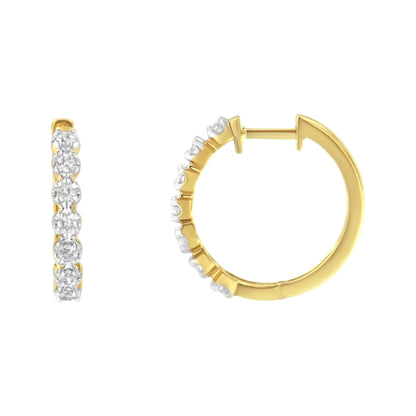 Aros de diamantes de oro amarillo de 10 quilates (1/2 ct, color JK, claridad I2-I3)