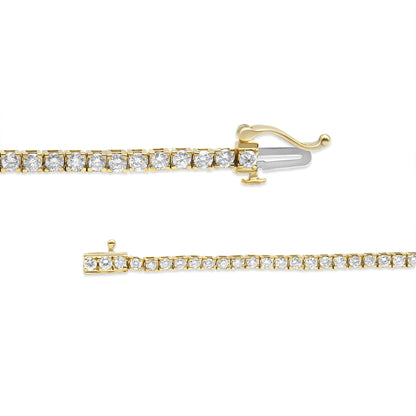 14K Yellow Gold 3.0 Cttw 4 Prong Set Round Brilliant Cut Diamond Classic Tennis Bracelet ( J-K Color, VVS2-VS1 Clarity) - 7.25 " Inches