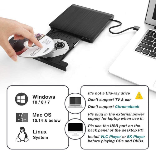 US | High-Speed Portable USB DVD Drive for PC & MacBook