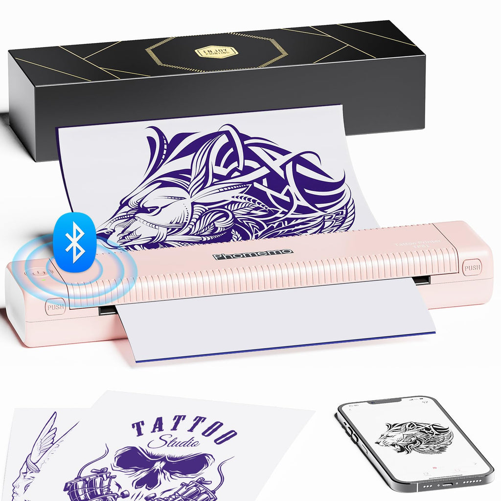 Phomemo TP81 Ultra Tätowierdrucker – Kabelloses Bluetooth, Pink | kabelloser Tattoo-Drucker