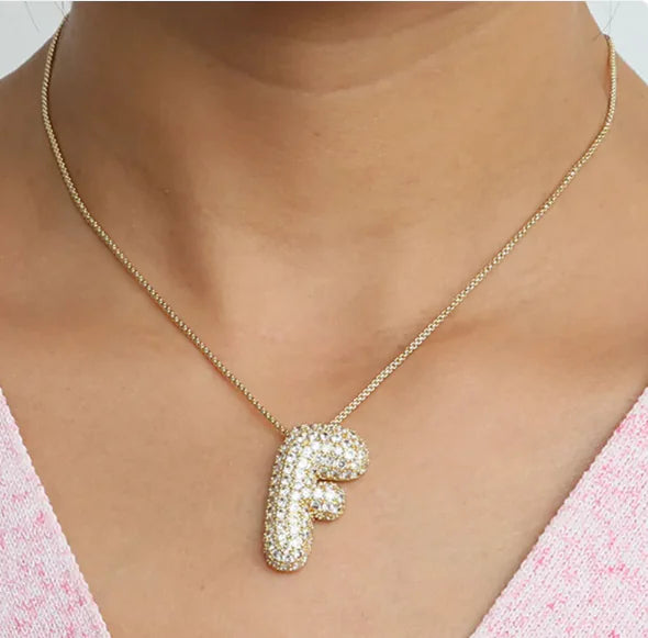 Star Brass Zircon Letter Necklace